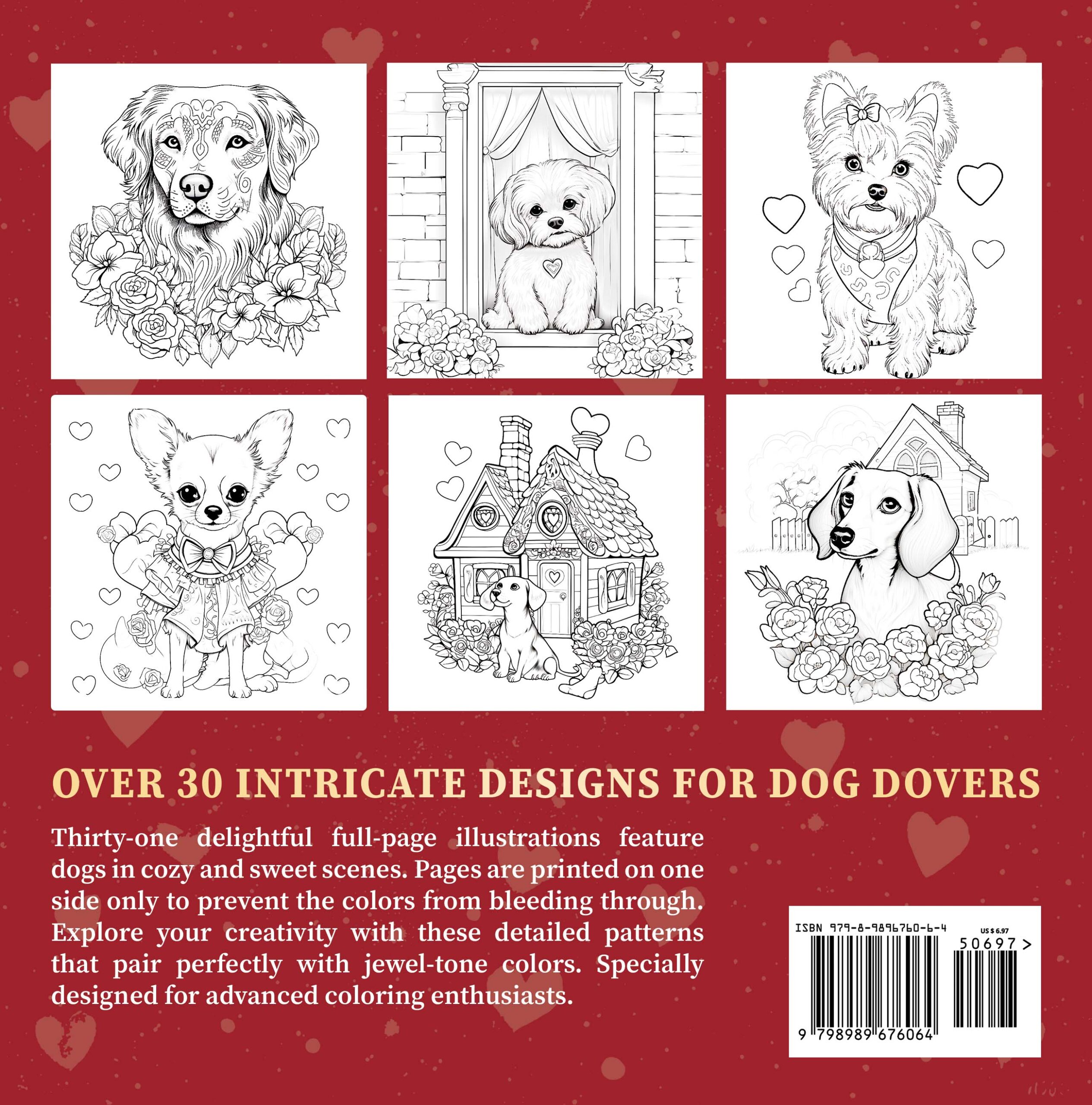 Sweetheart Pups Coloring Book back cover